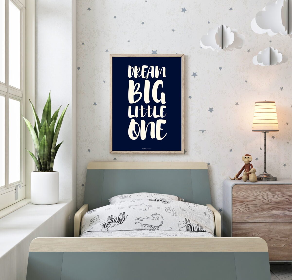 Dream big little one - blå plakat